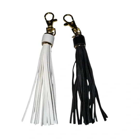 Leather Tassel for Purse With Golden Metal Caps Lobster Swivel Keychain NIP - Picture 10 of 12